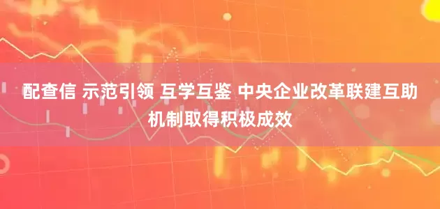 配查信 示范引领 互学互鉴 中央企业改革联建互助机制取得积极成效