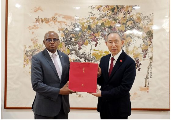 龙宇翔与莱索托王国驻华大使肯尼思·拉巴莱亲切会见